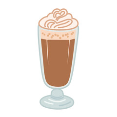 Iced Coffee Glass in Hand-Drawn Style for Café Beverage Design