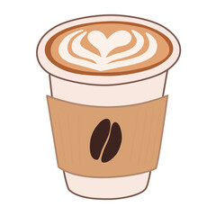 Latte Cup in Hand-Drawn Style for Café Menu Illustration