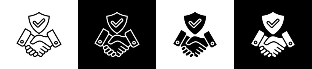 Trust icon variations in line and glyph style on black and white background