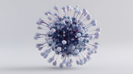 Coronavirus virion isolated on white background, a pathogen affecting humans