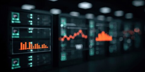 Fototapeta premium The server scans pulses of units along the route while monitoring the link to ensure maximum profit and uninterrupted operation throughout the network