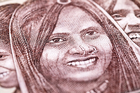 Eritrea 10 Nakfa 1997 Banknotes depicting portraits of local people Three generations. People of Eritrea. Paper money of Eritrea.