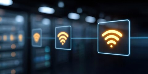 Fototapeta premium The server monitors the pulse of all units while scanning the route and links to ensure high performance and maximum profit across the network