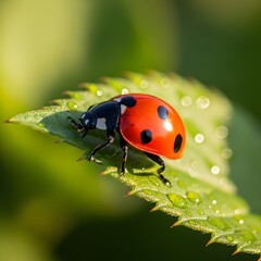 ladybug on green leaf