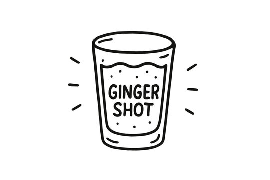 handdrawn cute doodle style ginger shot glass vector line illustration