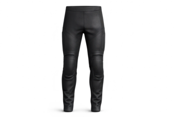 Black motorcycle pants isolated on transparent background, cut-out style image