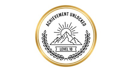 Badge design presenting achievement unlocked showcasing level attainment and rewards achievement