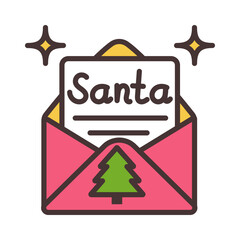 Santa Claus letter vector icon