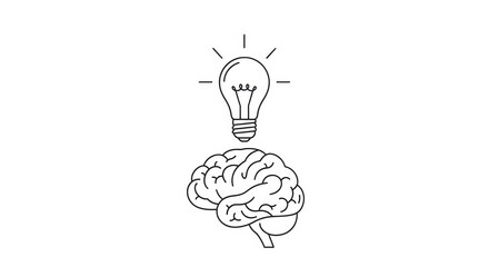 Illuminating thoughts concept with a brain and a lightbulb representing creativity innovation and