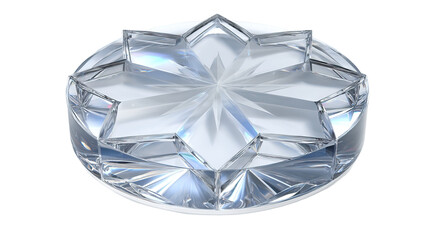 Round Crystal Ornament with Embedded Star Pattern, Brilliant Shine