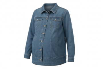 Stylish blue denim jacket isolated on transparent background, fashion apparel
