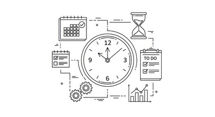 Time management linear concept illustrating productivity, planning and deadlines within business