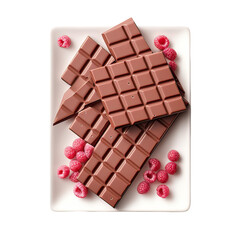 Ruby chocolate bars with clean cuts on transparent background