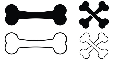 Dog bone icon vector. Dog bone isolated on white background. Bone icon, vector, silhouette danger symbol and sign. Silhouette of bone symbol. Vector illustration.
