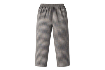 Grey and beige checkered casual pants isolated on transparent background, comfy.