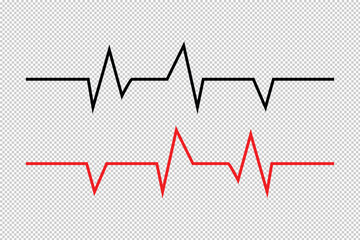 heart beat and life line icon set. red and black heart beat line icon set. vector illustration.