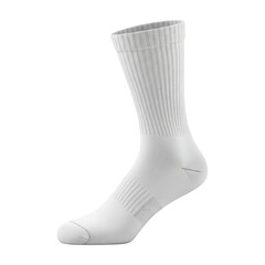 Empty Pure White Sports Sock Template for Apparel Branding, Cut Out, Clipping Path, Isolated on a Transparent PNG Background.