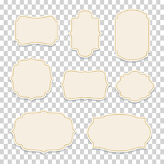 Elegant set of blank vintage labels with golden borders for design
