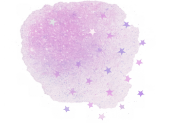 Abstract purple watercolor splash with glitter stars, creating a magical, dreamy, and sparkly design element