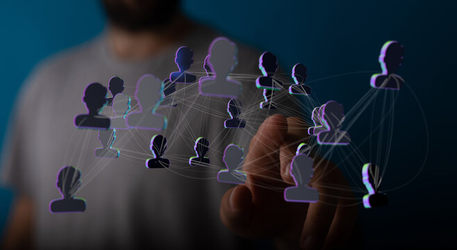 Concept of global networking, communication and connection. Representing social media, business, and teamwork. Concept of data transfer between