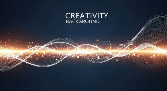 Abstract background features glowing light trails and bokeh effects against a dark blue backdrop creating a dynamic and modern design suitable for presentations and creative projects that need a touc