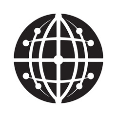 Globe with network vector silhouette outline logo design concept illustration