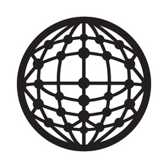 Globe with network vector silhouette outline logo design concept illustration