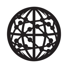Globe with network vector silhouette outline logo design concept illustration