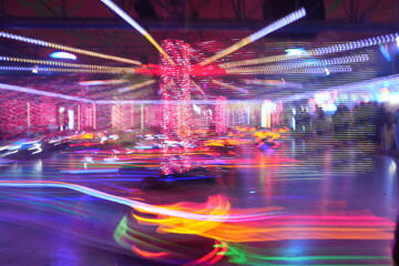 Long  exposure lights at an amusement ride.