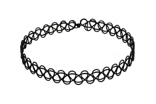 Black tattoo choker necklace, 90s fashion item, isolated on transparent. - Powered by Adobe