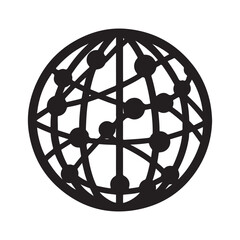 Globe with network vector silhouette outline logo design concept illustration
