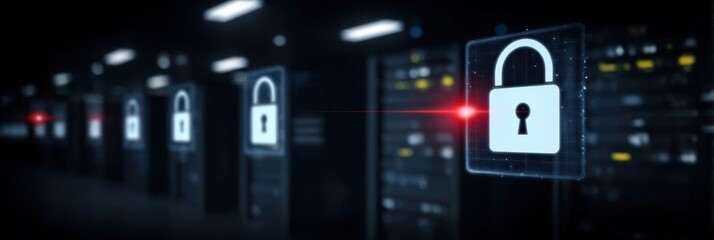 Fototapeta premium Voice protocols managed by corporate software interact with the database server seamlessly, ensuring every connection is protected by a high performance firewall