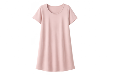 Soft pink short-sleeve women's nightdress, isolated on transparent background