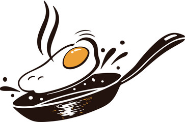 A stylish minimal illustration of a fried egg in a pan, perfect for food blogs, restaurant menus, kitchen branding, culinary graphics, and modern breakfast-themed designs in clean vector style.

