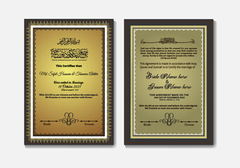 Elegant Islamic Marriage Certificate Templates with Ornate Borders
