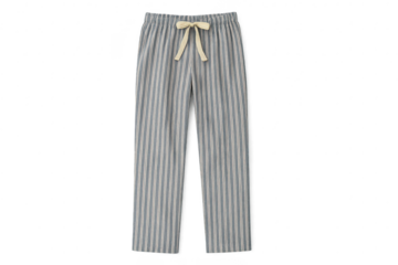 Striped pajama pants with drawstring isolated on transparent background, sleepwear