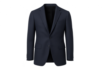 Elegant navy blue suit jacket isolated on transparent background, formal wear