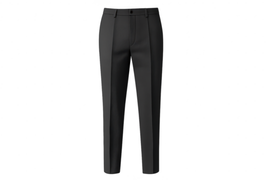 Elegant black men's dress pants isolated on transparent background, formal wear