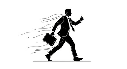 Fototapeta premium Dynamic business concept silhouette with briefcase and motion trails conveying rapid advancement