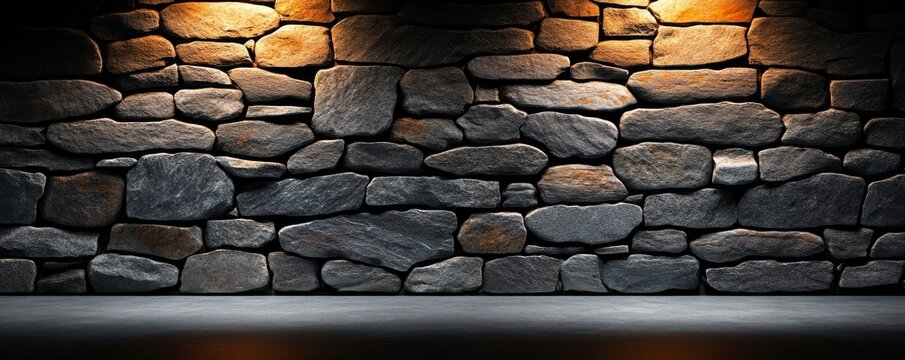 Stone Wall Texture with Spotlight, background, rockwall