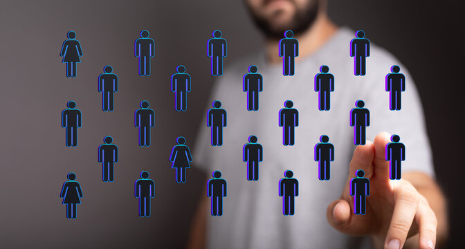 Abstract image representing concept of human connection, digital community, and interaction with virtual world.