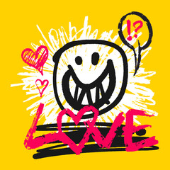 Bold smiley with love message
