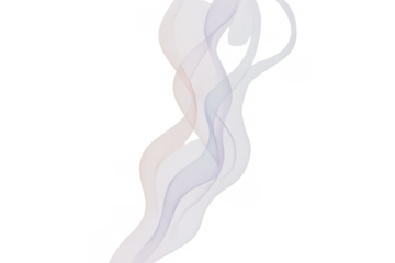 Abstract flowing smoke pattern creating graceful wavy lines with soft translucent vapor on transparent background