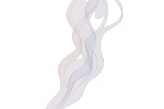 Abstract flowing smoke pattern creating graceful wavy lines with soft translucent vapor on transparent background