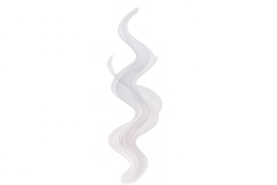 White smoke or steam rising, swirling transparent vapor plume, isolated effect for overlaying designs on any background