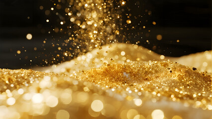 Glittering Gold Powder Explosion, Sparkling Light, Festive Celebration, Luxury Design Element