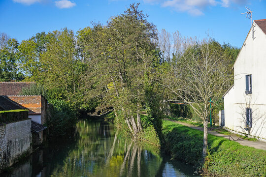Scenic country path along the Loir River, Illiers-Combray, France, a literary landmark for its connection with Marcel Proust, who wrote about the town and trail in his novel Swann's Way.