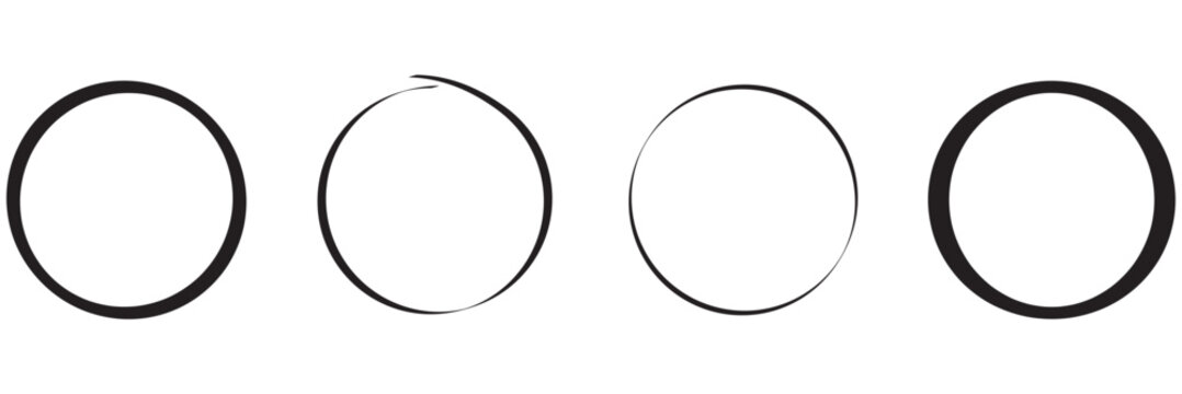 Grunge circles brush set. Black circle frames.