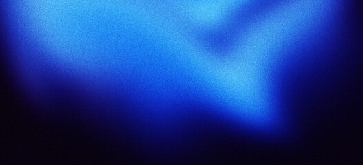 Dark abstract blue black gradient background with grainy texture and noise effect wide banner backdrop header design, copy space