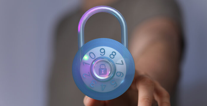 Secure digital lock with numbers. Symbol of data protection, privacy, and cybersecurity. Ideal for online security, access control, a - Powered by Adobe
